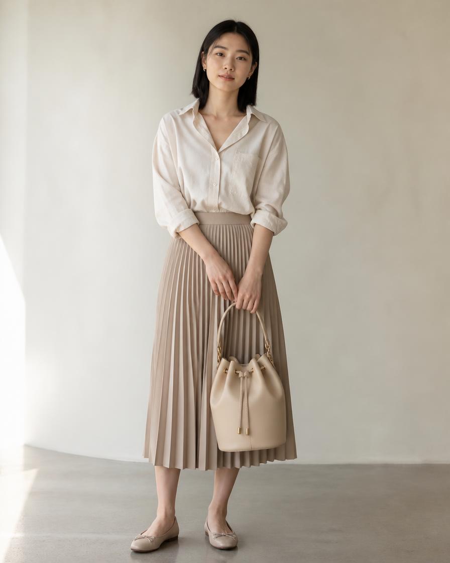 Model carrying The Whisper Bucket, bucket bag, three colours