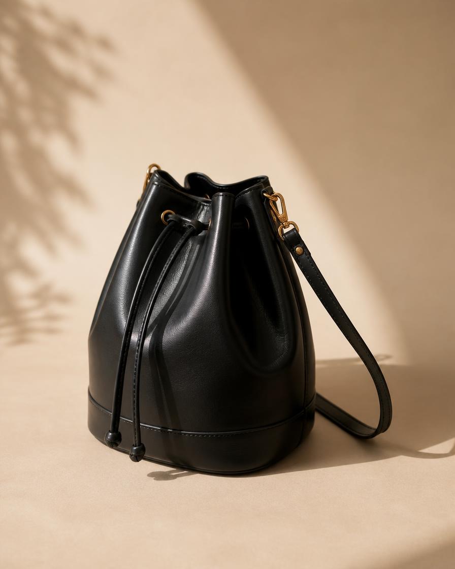 The Whisper Bucket — bucket bag, three colours in genuine leather